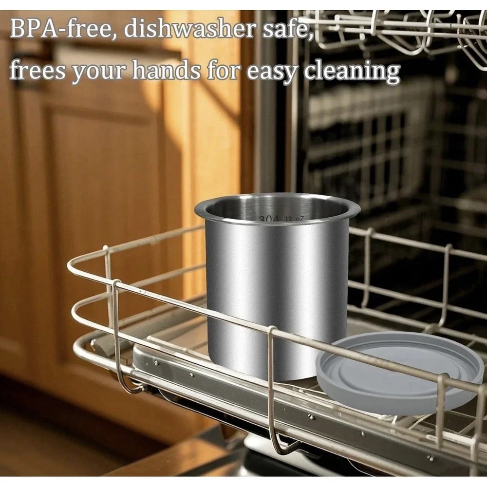 Stainless Steel Pint Containers & Lids Compatible with Ninja Creami Ice Cream